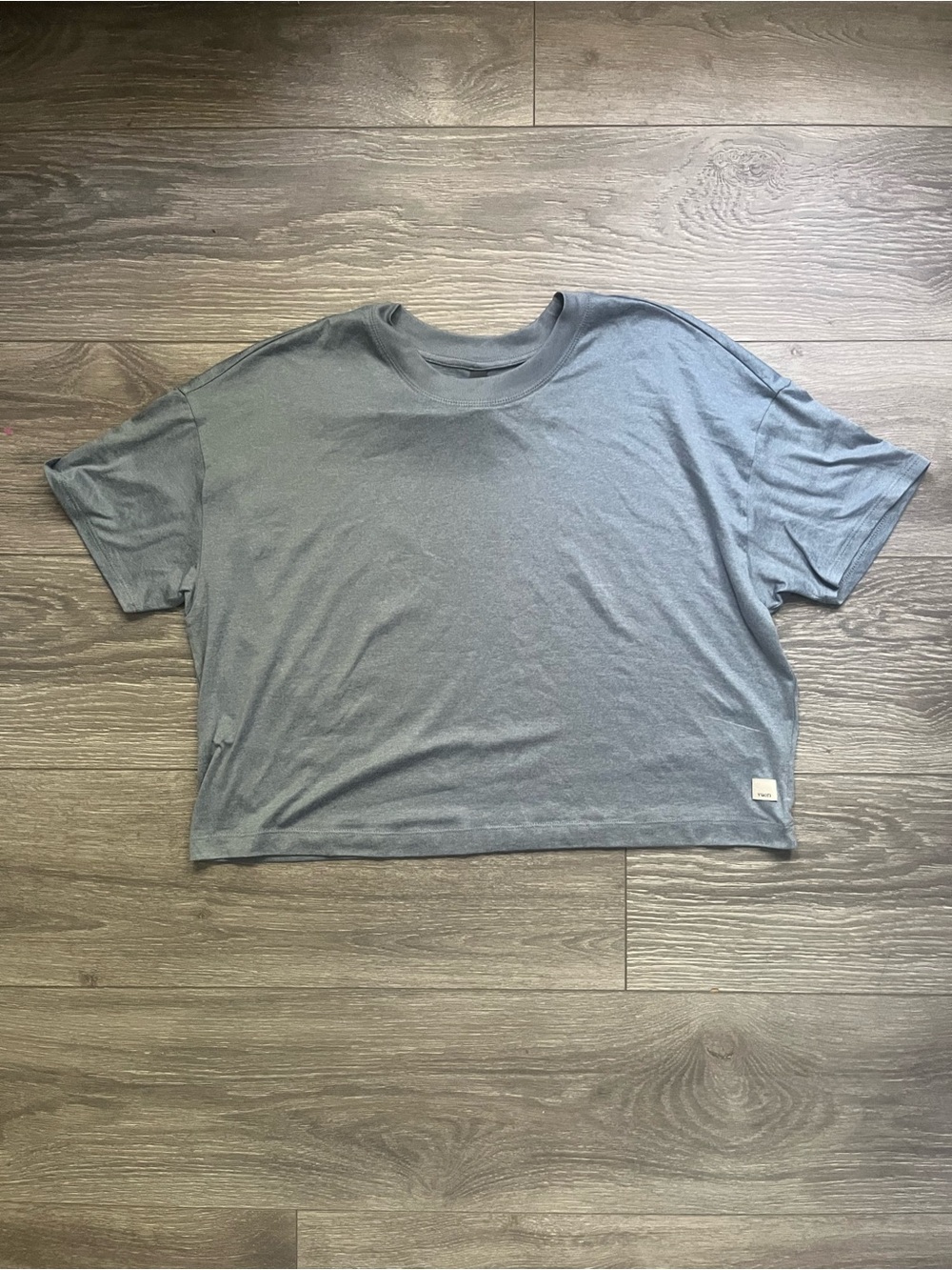 Vuori Blue Gray Soft Oversized Cropped Crew Neck Tee Active Yoga Gym Size S